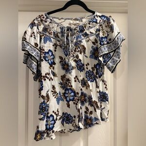 Maurices White with Blue and Brown Floral Top